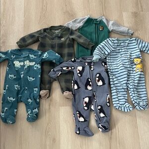 Carter's Kids Footies Set - Teal, Green, Gray, Blue